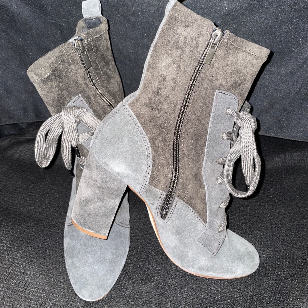 Grey Bootie With Side Zipper - image 2